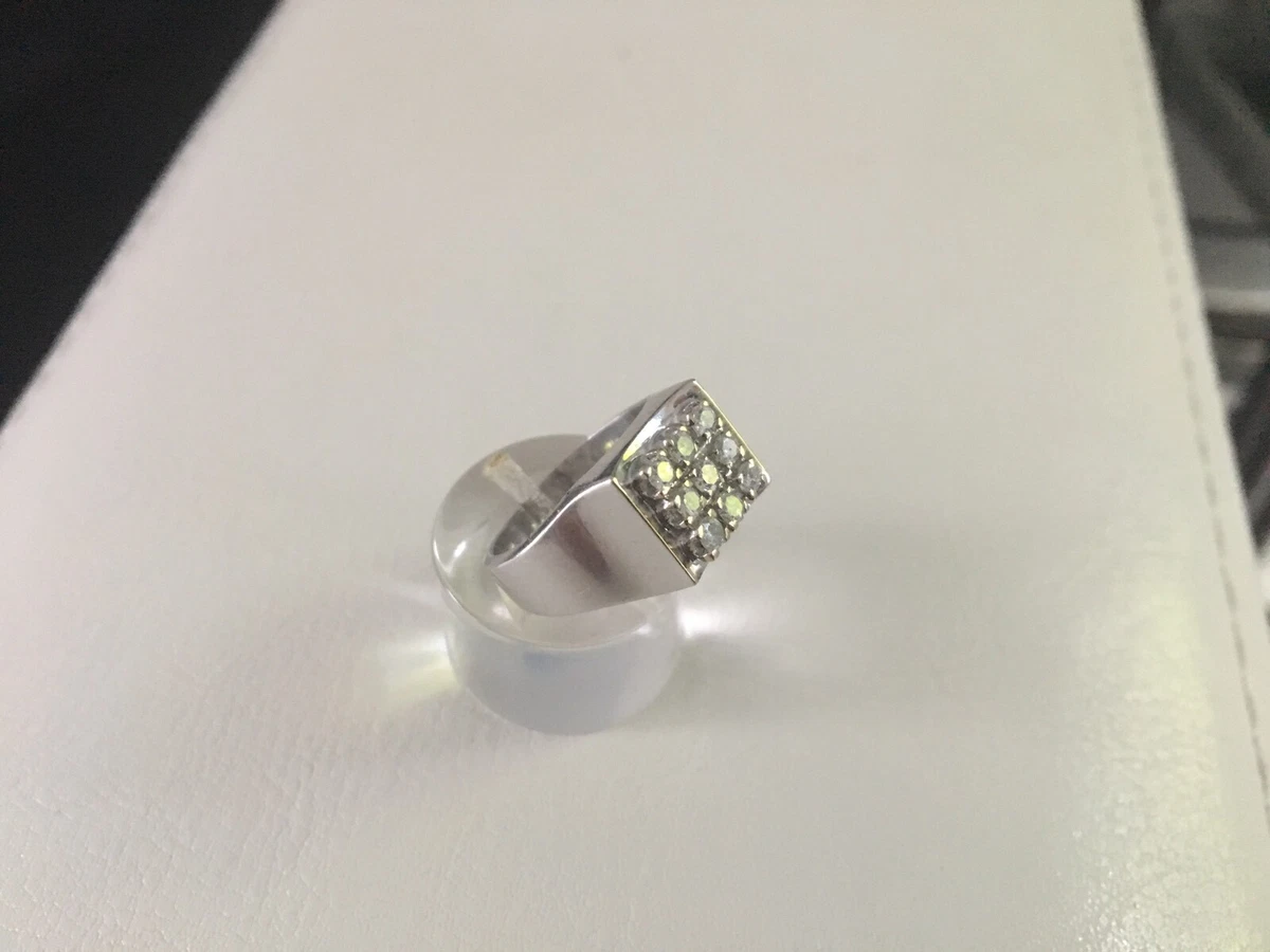 bague chevaliere or blanc 18 carats 750 9 17 grs diamants 0 45 ct