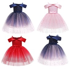 Kids Girls Sequin Flower Tutu Dress Party Wedding Princess Birthday Ball Dresses