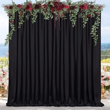 Black Backdrop Curtains 2 Panels 5ft x 8ft Polyester Photo Backdrop Drapes fo...