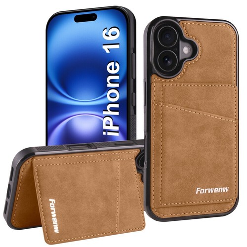 For iPhone 16 15 14 13 12 11 Case Wallet RFID Blocking Leather Card Stand Cover - Picture 32 of 64