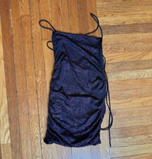 lucy in the sky purple sparkle dress y2k size s strappy sexy