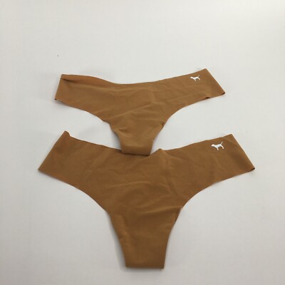 Victoria's Secret Pink Panty Women's Small Brown Thong/String (Lot of 2)