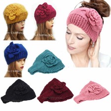 Women's Crochet Flower Headwrap Winter Crochet Knit Headband Ear Warmer Beanie