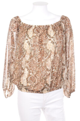 AMISU Off-the-shoulder blouse Animal Print XS brown
