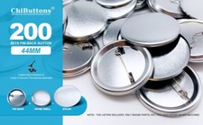 ChiButtons 44mm Metal Pin Badge Round Metric System  200 Sets 