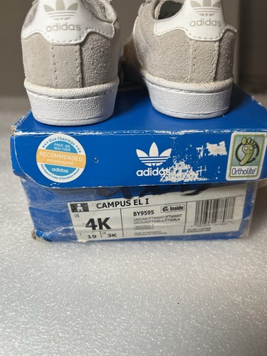 Adidas Original Toddlers Size 4K Campus EL I Grey White Strips - Picture 6 of 10