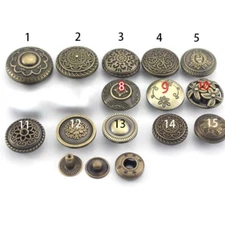 30X Antique Metal Alloy Snap Button Four-in-one Buckle DIY Jean Fasteners Sewing