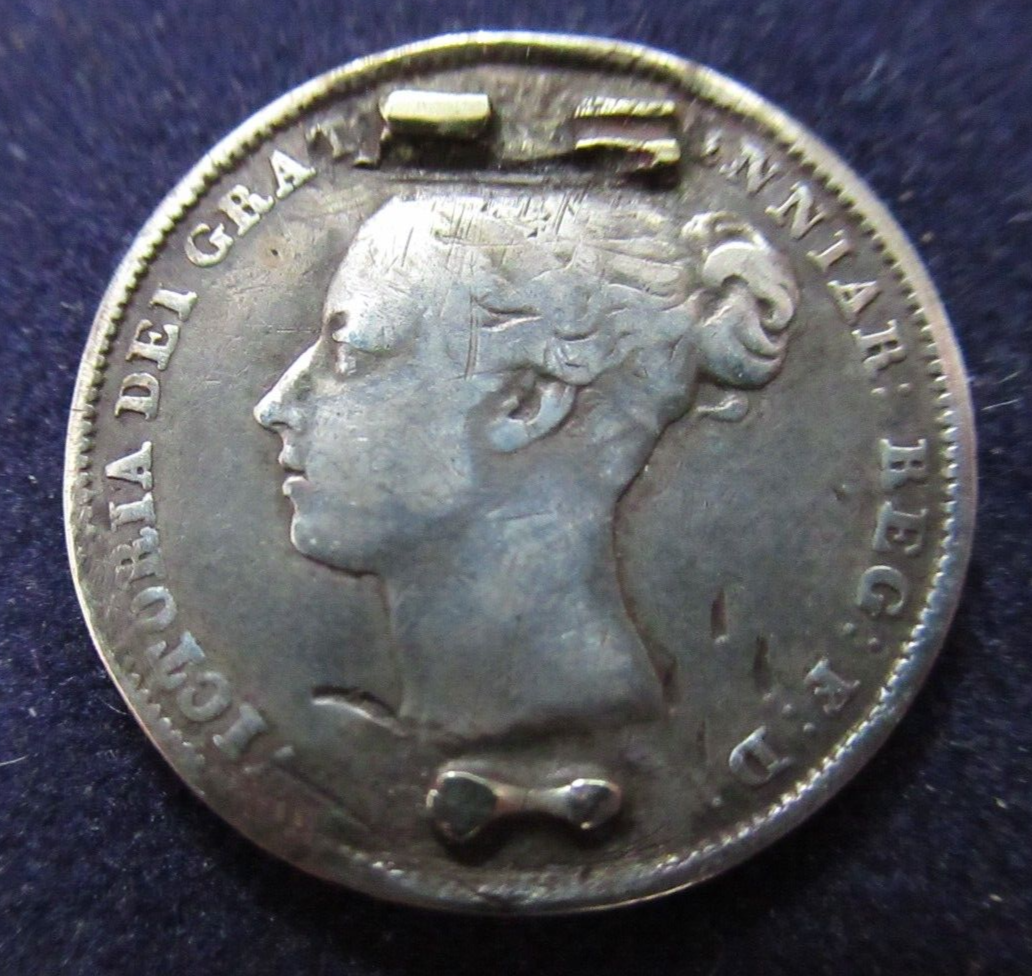 1838-1866 ND Great Britain 6 Pence Silver Coin LOVE TOKEN, Letters
