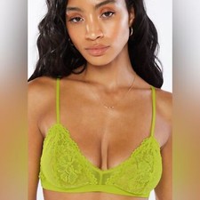 Savage X Fenty Lime Green Lacr  Mesh Bralette, Med., NWT