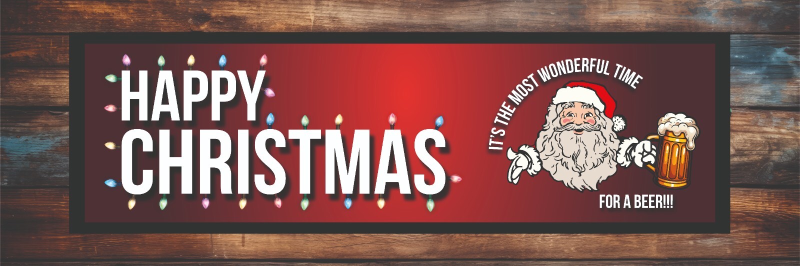 New Happy Christmas, Santa Festive Rubber Bar Runner / Beer mat 88cm x 25cm
