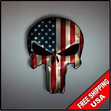 Punisher Usa Flag Skull Vinyl Decal Sticker Police Vehicle Window Logo Le