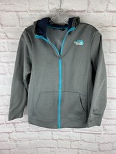 The North Face Full Zip Gray/Light Blue Polyester Hoodie Size Girls XL