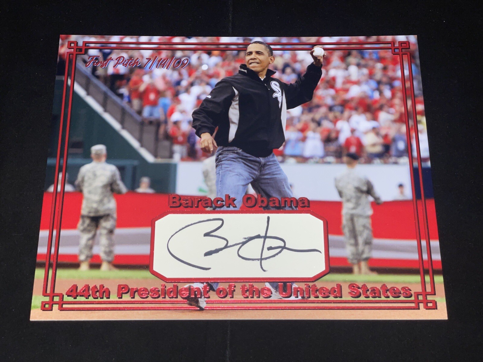 Barack Obama Signed Custom Cut 8x10 Photo JSA LOA 44th President United States 