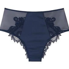 Victorias Secret Blue Dragon Cheeky Panty Size L  Applique High Waist Sheer Mesh