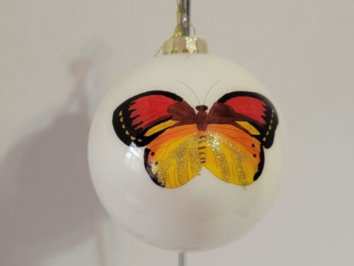 Paper Destiny Glass Christmas Ornaments by Papyrus Butterflies - Lot of 2 - Picture 1 of 9