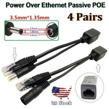 4 Pairs Network Adapters Passive PoE Injector And Splitter Kit With 3.5x1.35 mm