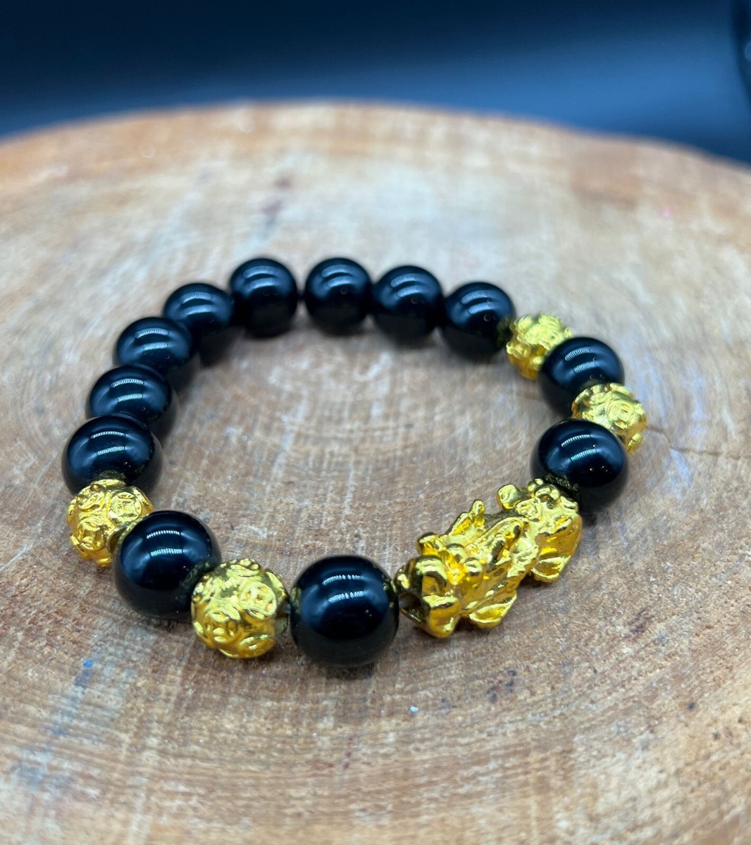 ○GEM KINGDOM○ブラックビーズチャームブレスレット ○GEM KINGDOM○ブラックビーズチャームブレスレット