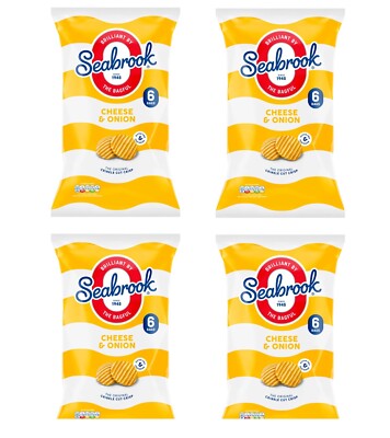 Seabrook Crinkle Keks-Flips Käse & Zwiebel Crisps Multipack 24 x 25g - Neu