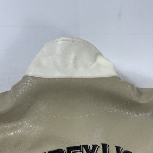 Avirex XL Flight Jacket Vinyl Tan Khaki Embroidered Distressed Vintage Style - Picture 20 of 23
