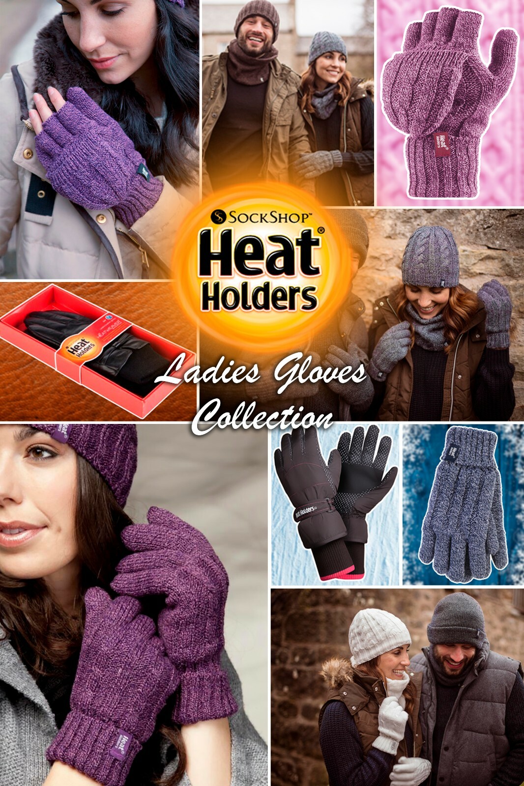 HEAT HOLDERS Womens Crochet Knitted Winter Warm Thermal Fingerless