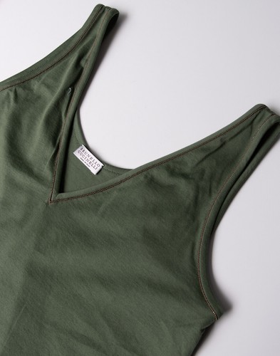 RRP €440 BRUNELLO CUCINELLI Top Size S Green Monili Beads V-Neck Made in Italy - Picture 7 of 8