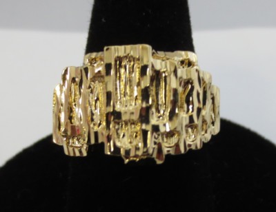SIZE 8-13 MENS 14KT GOLD PLATED MODERN DESIGNER NUGGET RING STYLE R3