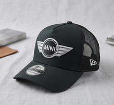 Trucker Hat Mini Cooper Logo 2d Flat Embroidered Black Mesh Cap
