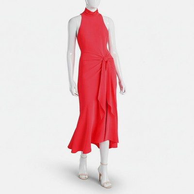Cinq à Sept Women's Red High Neck Sleeveless Knot Crepe Rori Dress Size 6