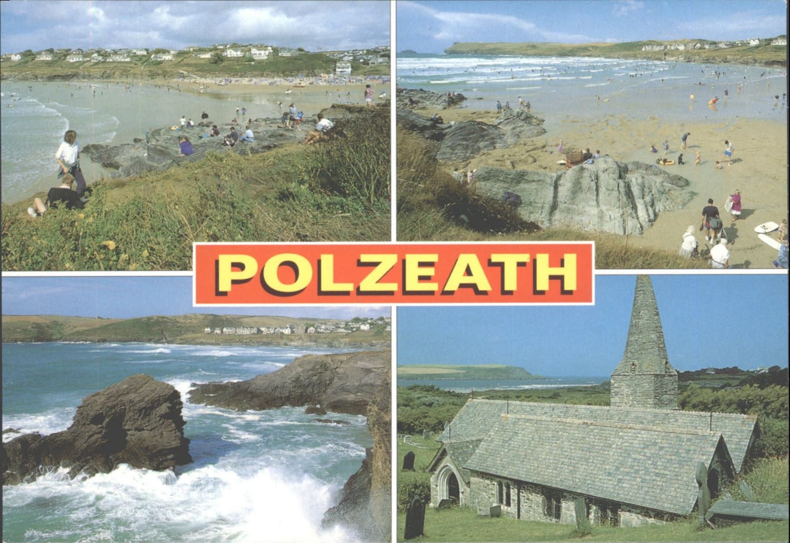 Polzeath Cornwall Multi-View Postcard J Salmon Cameracolour England Beach Church