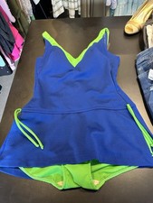 Perfection Fit Roxanne Vintage 70s One Piece Swimsuit Blue/Green Size 14 B Cup