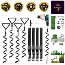 4 Pack Heavy Duty Trampoline Anchors with Extra Straps - High Wind Stability Kit