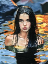 original drawing 30 x 40 cm 348AO artwork pastel modern female portrait