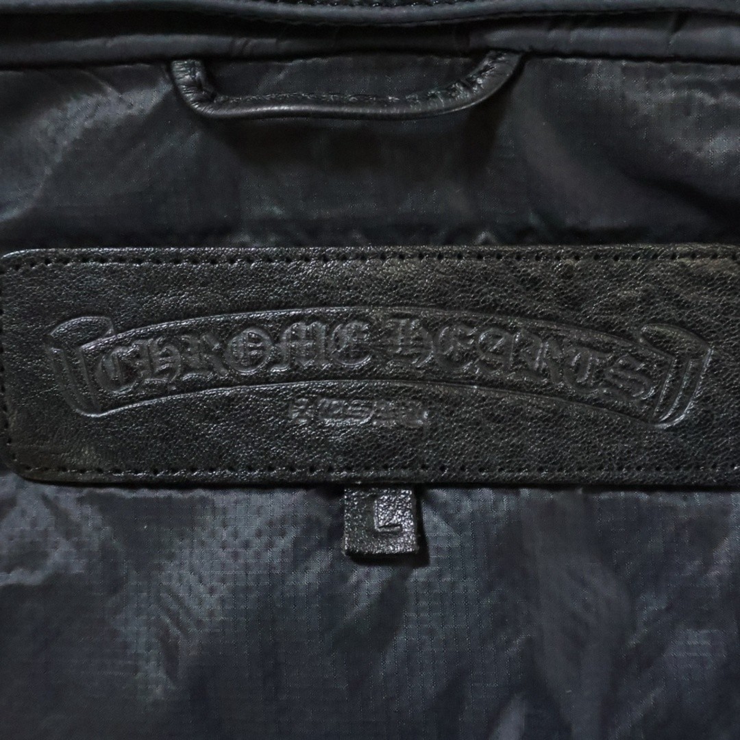 CHROME HEARTS 4 Pocket Dagger Zip Nylon Down Vest up Hooded Black Used 75bb22474 thumbnail 7