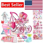 Deluxe Baby Doll Stroller Set with 12.5" Doll & 24 Accessories - Ideal for Kids