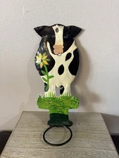 Metal Handmade Vtg Cow Plant Vase Towel Holder Countrycore Farm Country Kitchen