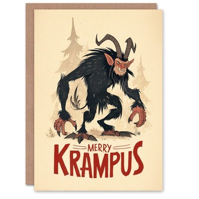 Weihnachtskarte Fröhlicher Krampus Deutsches Märchen Anti Xmas Cartoon