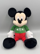 Disney Mickey Mouse Plush 20  Stuffed Animal Green Red Snowflake