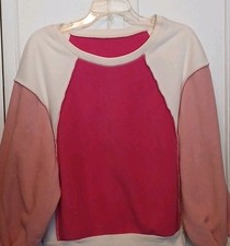 Unbranded Fleece Sweatshirt L Women's Colorblock Crew Neck Long Sleeve Cozy