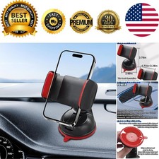 360  Adjustable Car Phone Holder with Strong Suction Cup - Stylish Red Design