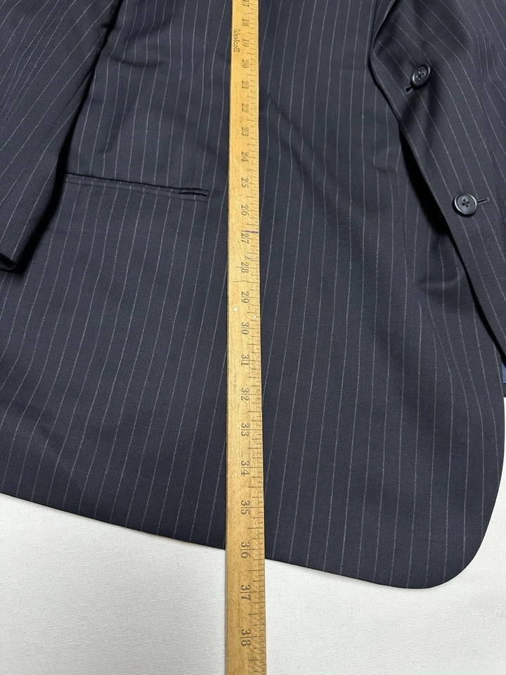 Joseph And Feiss Mens Blue Gray Pinstripe 100% Wool 60l Pants 58x26.5 Big - Image 3 of 4