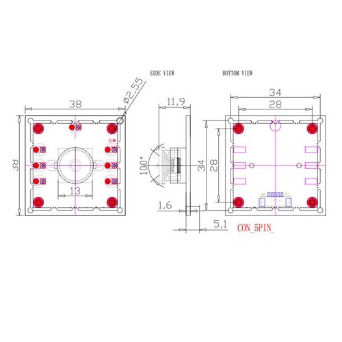 9Pcs 100 Degree Camera Module 1MP OV9732 1280x720 USB Driver Manual Focus8251 - Afbeelding 5 van 9