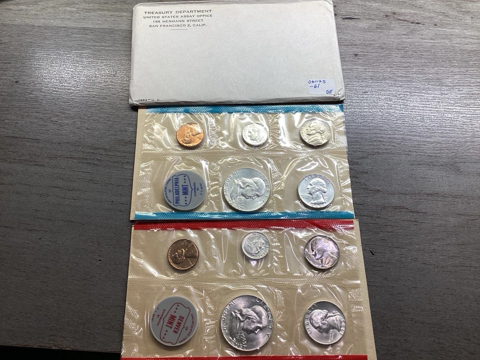 1963 PD US Uncirculated Silver Mint Set 10 Coins Original Envelope 061125 61de - Image 2 of 4