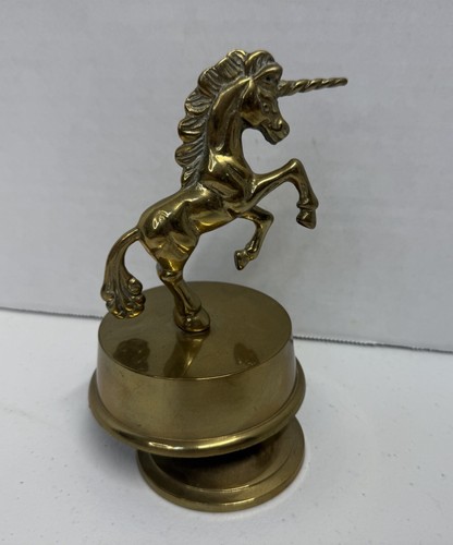 Vintage Brass Unicorn Music Box Rotating Works - Picture 3 of 7
