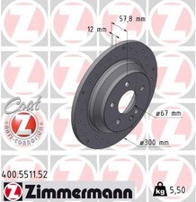 2x ZIMMERMANN Bremsscheibe 400.5511.52 für MERCEDES-BENZ 2x ZIMMERMANN Bremsscheibe 400.5511.52 für MERCEDES-BENZ