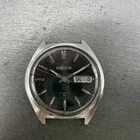 Seiko 5 Actus Watch Men 38mm Black Dial Silver Tone Daydate 7019-8010 Runs VTG