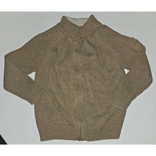 Gymboree Brown Full Zip Knit Sweater Sherpa Collar Boys XS fading