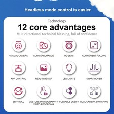 4K HD Camera Drone WiFi FPV RC Foldable Dual Camera with 4 Batteries 7