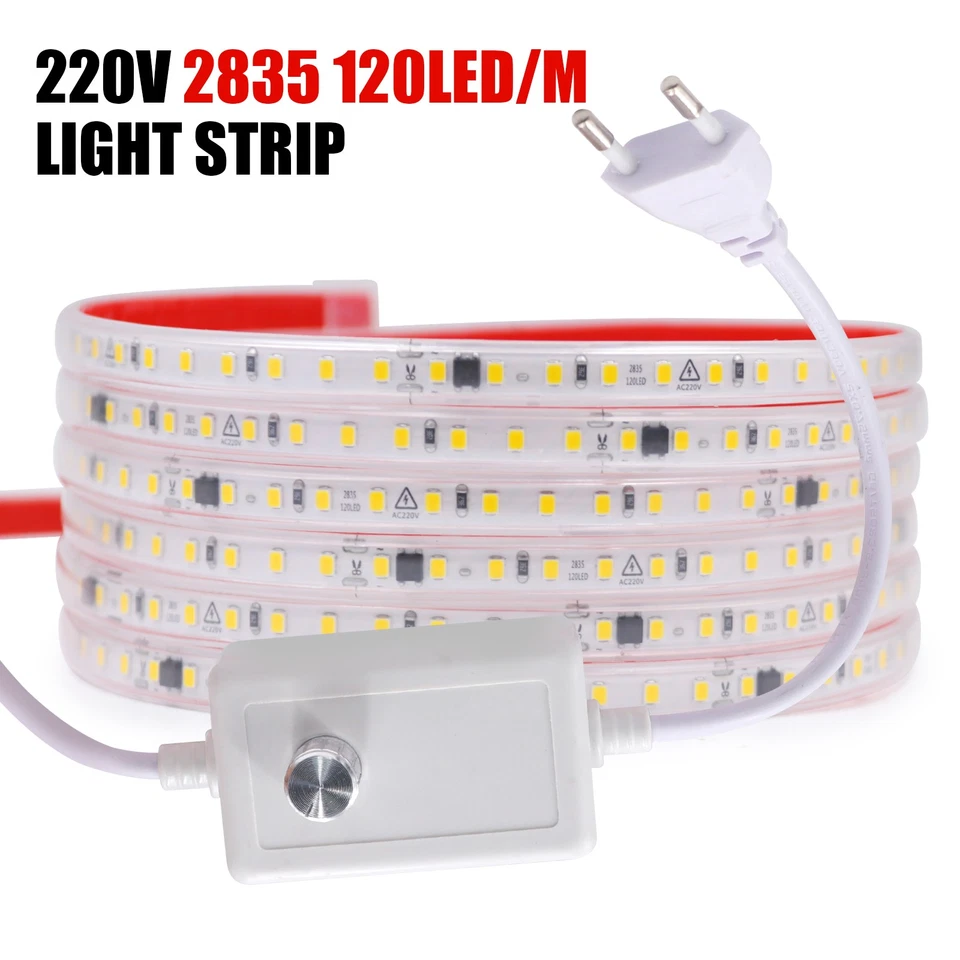 220V 230V LED Streifen Stripe 2835 Wasserdicht Lichterkette Band Selbstklebend - Bild 2 von 4