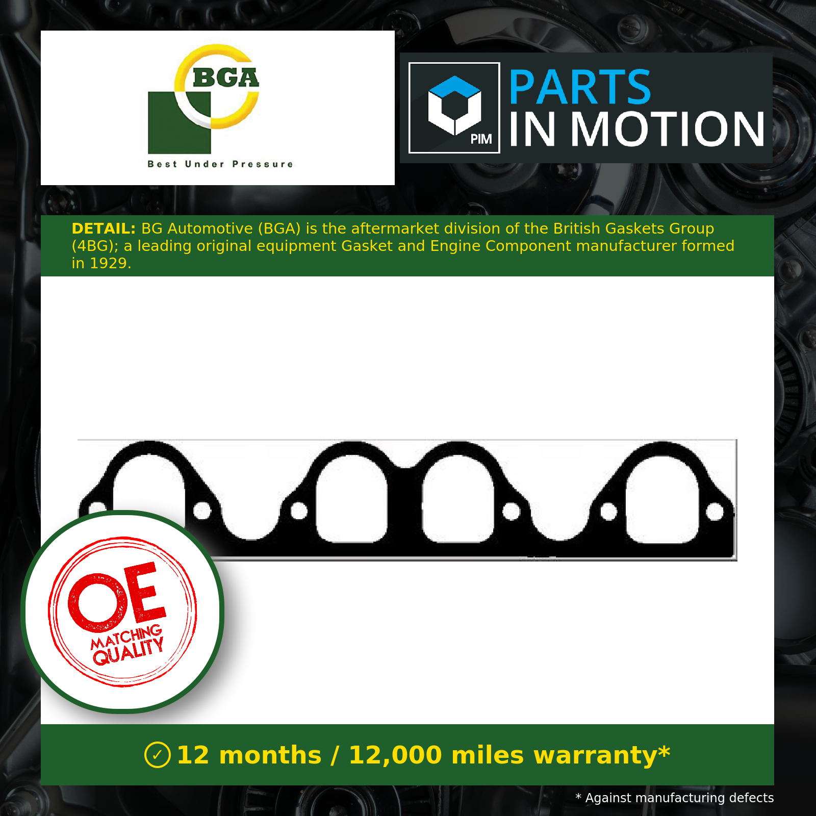Inlet Manifold Gasket fits AUDI A4 B5, B6, B7 1.9D 2.0D 95 to 09 BGA 028129717B