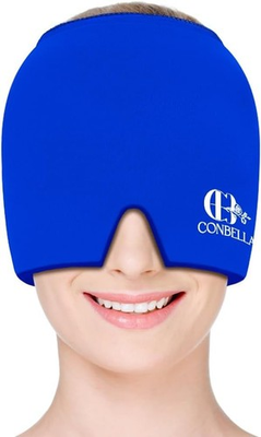 #ad Blue Hot Cold Head Wrap Cap Cooling Face Mask Gel Comfort $24.32